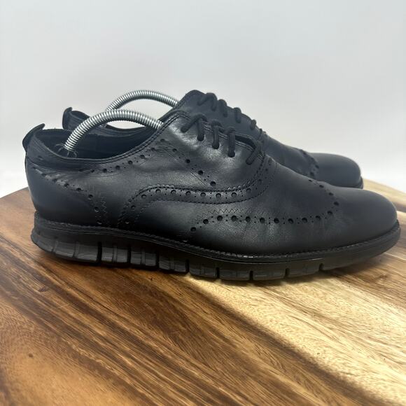 Cole Haan Zerogrand Wingtip Oxford Men's 10.5 M Black C23738 Leather Shoes - Picture 1 of 9